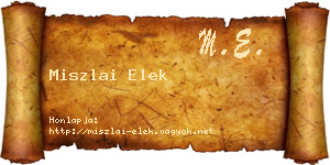 Miszlai Elek névjegykártya